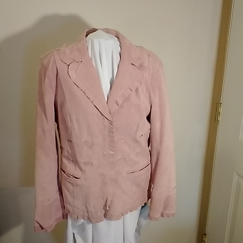 Pink swaid leather coat lightly used